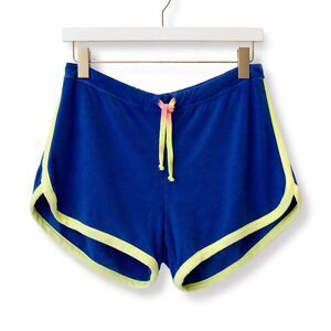 Sundry Colorblock Dolphin Shorts Blue Yellow Terry Drawstring M USA New